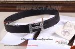 Perfect Replica Hermes Black Leather Belt With Diamonds Stainless Steel Buckle